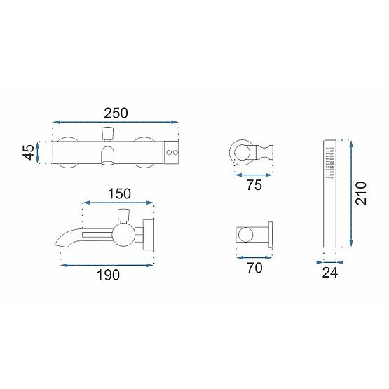 Bateria wannowa Rea Lungo Miedź