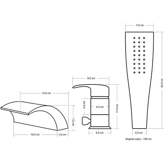 Bateria wannowa Rea Riven złota szczotkowana