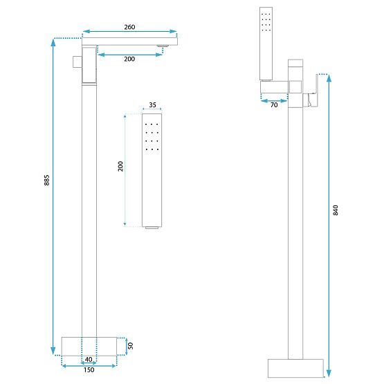 Bateria wannowa Rea TERY Złota