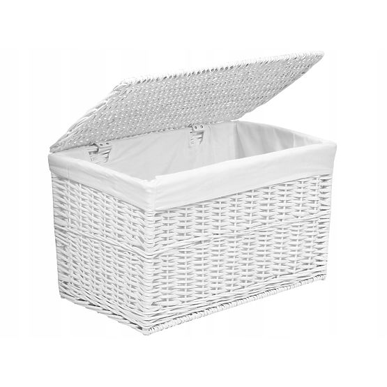Biała skrzynia wiklinowa 65L 56x34x34 cm