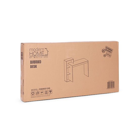 Biało-szare biurko komputerowe + regał z 4 półkami