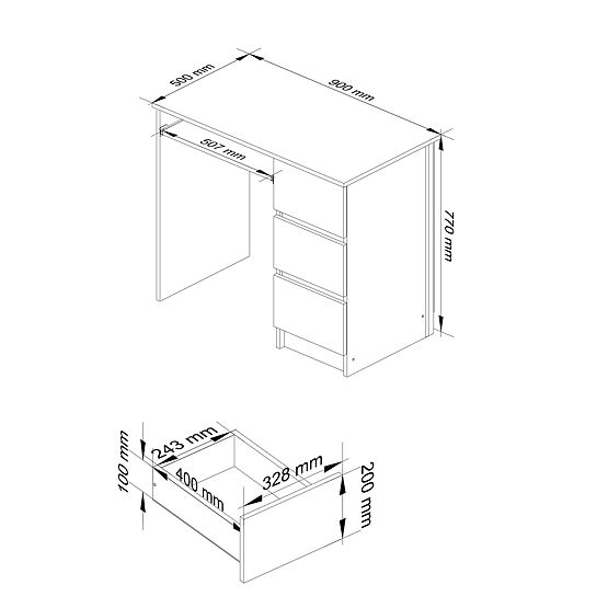 BIURKO A-6 CLP DĄB ARTISAN PRAWOSTRONNE