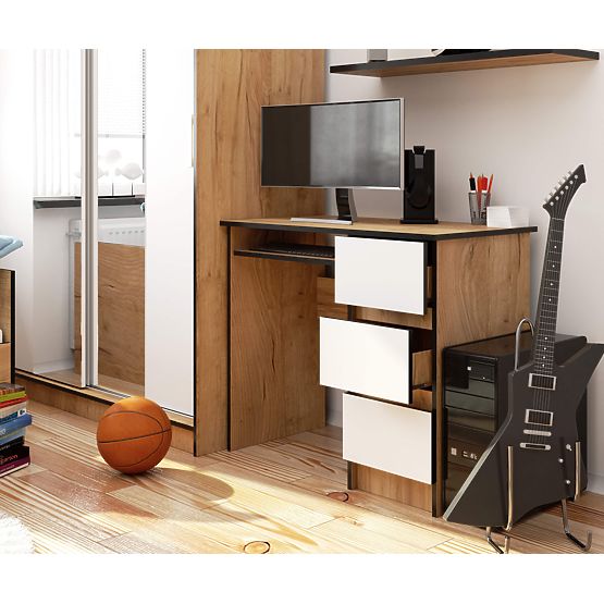 BIURKO A-6 CLP DĄB CRAFT / BIAŁY PRAWOSTRONNE