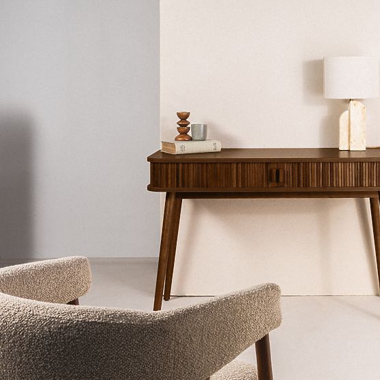 Biurko Clemente z lamelami, orzech