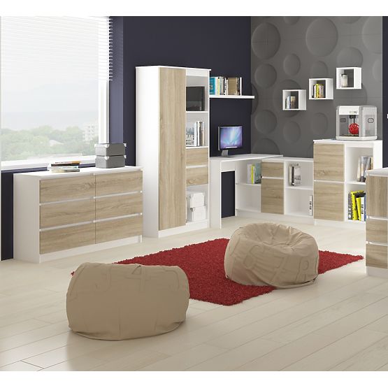 BIURKO KOMPUTEROWE A-6 90 cm LEWE BIAŁY / SONOMA