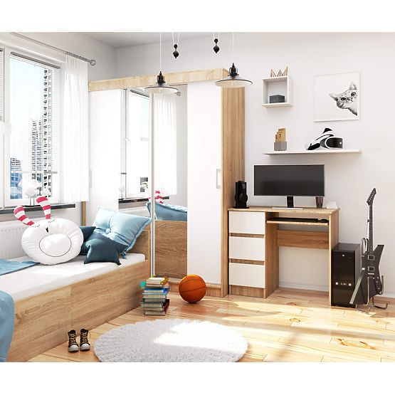 BIURKO KOMPUTEROWE A-6 90 cm LEWE DĄB SONOMA / BIAŁY