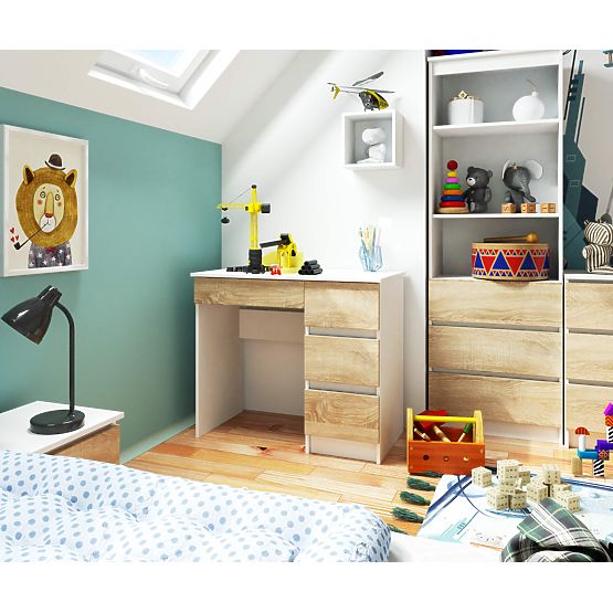 BIURKO KOMPUTEROWE A-7 90 cm PRAWE PK BIAŁY / SONOMA