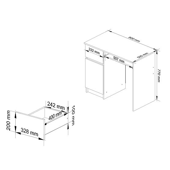 BIURKO KOMPUTEROWE PIKSEL BIAŁE / SZARE - LEWE