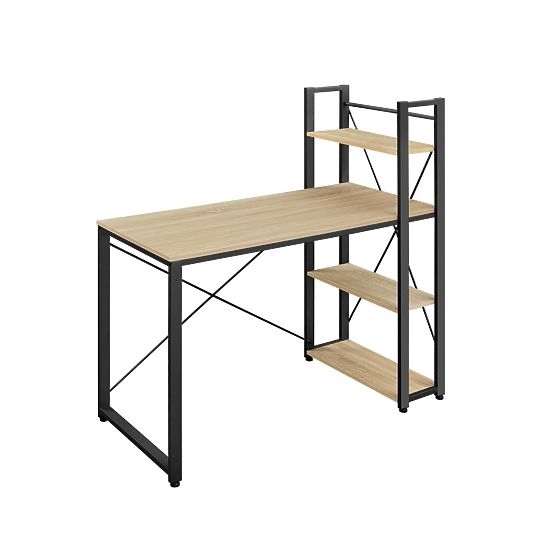 Biurko komputerowe z regałem i regulowanymi nogami dąb sonoma