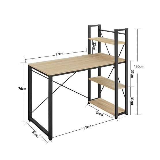 Biurko komputerowe z regałem i regulowanymi nogami dąb sonoma
