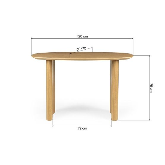 Biurko/konsola Oriento 120 cm, naturalna okleina dębowa