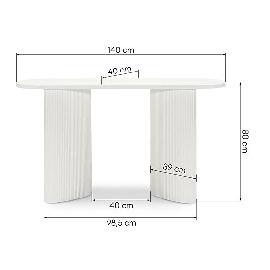Biurko/konsola Pauline 140 cm, biała, lamele