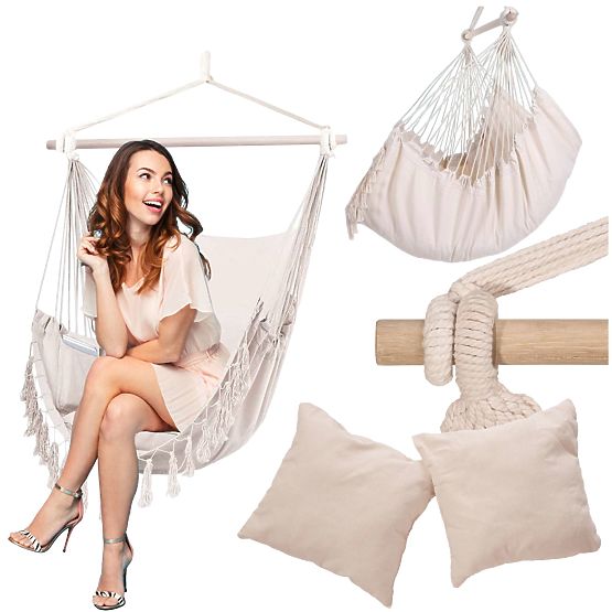 Brazylijskie krzesło wiszące BAHIO beżowe