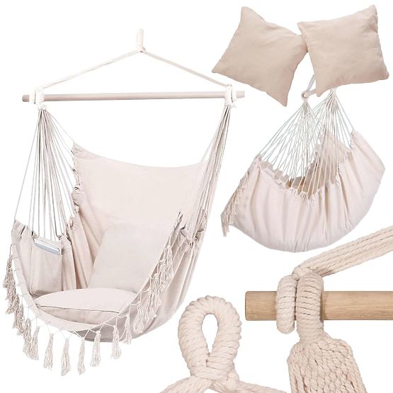 Brazylijskie krzesło wiszące BAHIO beżowe