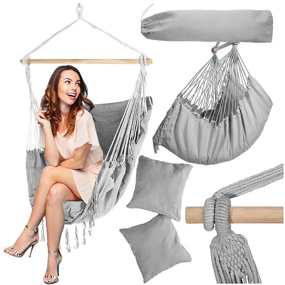 Brazylijskie krzesło wiszące BAHIO szare