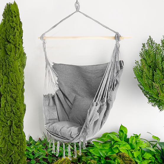 Brazylijskie krzesło wiszące BAHIO szare