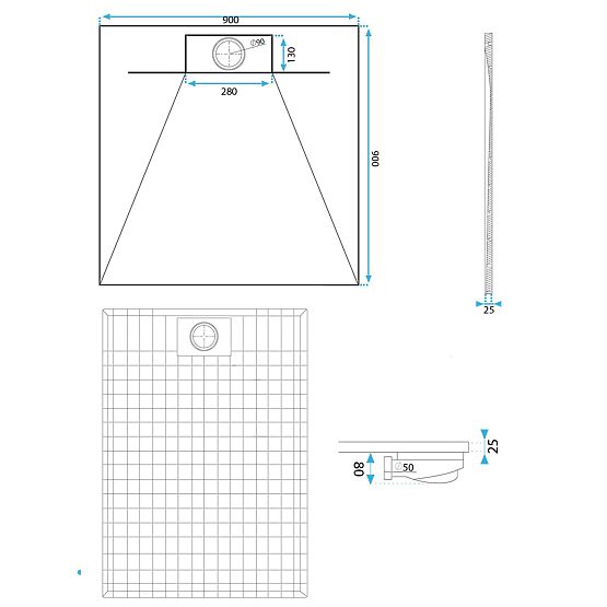 Brodzik prysznicowy Bazalt Grey 90x90