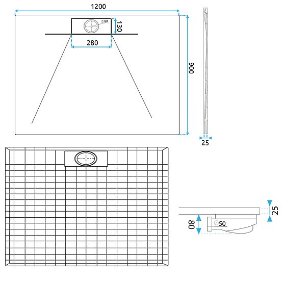 Brodzik prysznicowy Bazalt Long Black 90x120