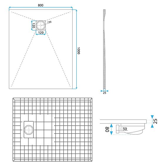 Brodzik prysznicowy Magnum Black 80x100