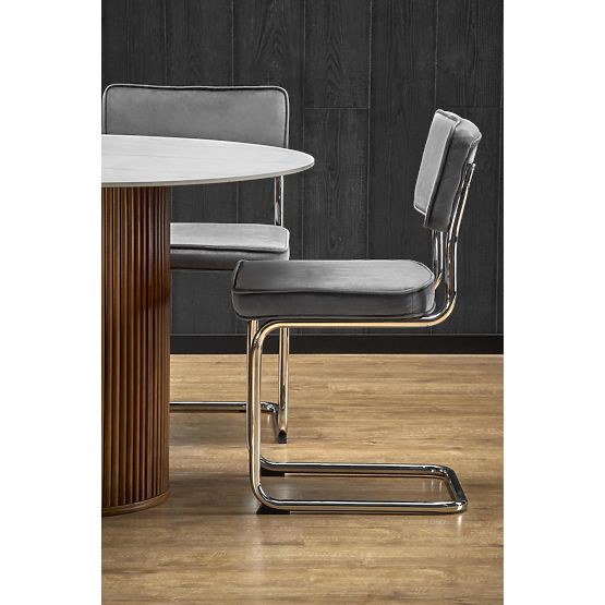 BRUNO okrągły stół, biały marmur / orzechowy (2p=1szt)