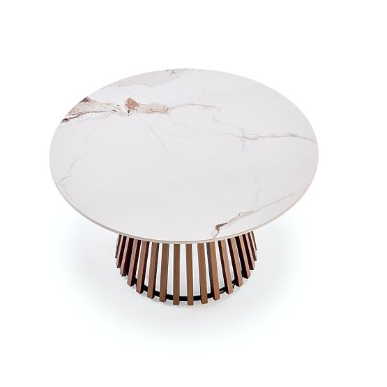 CARINA stolik konferencyjny beżowy marmur / orzech (2szt=1szt)