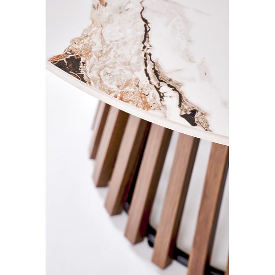 CARINA stolik konferencyjny beżowy marmur / orzech (2szt=1szt)