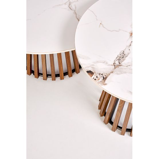 CARINA_S stolik konferencyjny beżowy marmur / orzech (2p=1szt)