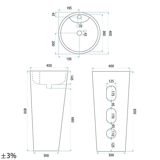 Ceramiczna Wolnostojąca Umywalka Blanka Savana Matt