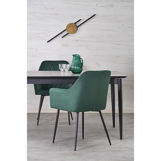 CHARLES stół rozkładany, blat - szary marmur, nogi - czarne