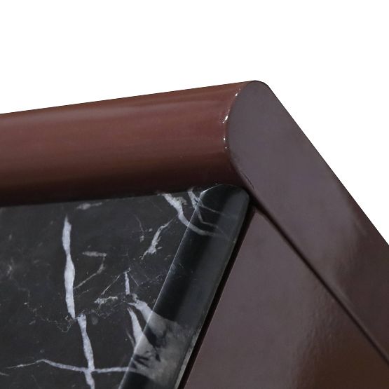 Czterodrzwiowa komoda Loren, bordowa/brązowa, marmur, połysk