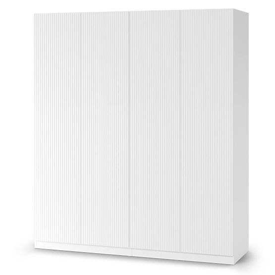 Czterodrzwiowa szafa Neroli, proste rowki, biała