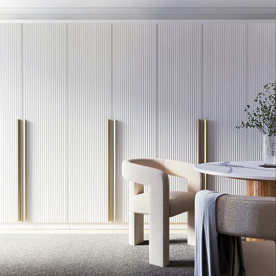 Czterodrzwiowa szafa Neroli, proste rowki, biała