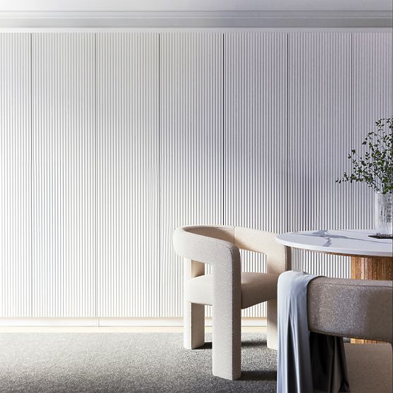 Czterodrzwiowa szafa Neroli, proste rowki, biała