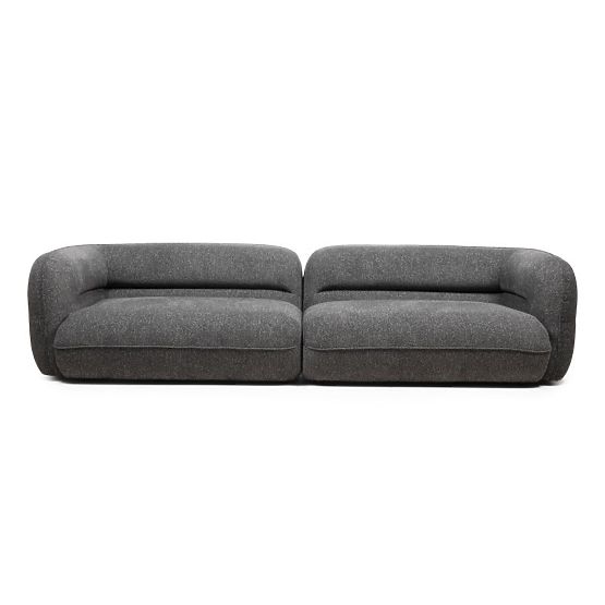 Czteroosobowa sofa do salonu Luvio szara, o zaokrąglonych kształtach
