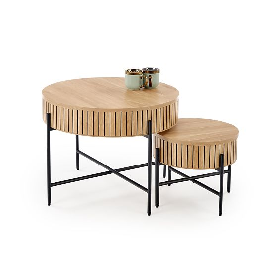 DANTE zestaw 2 ławek, naturalny / czarny (1p=1zestaw)