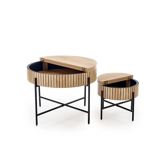 DANTE zestaw 2 ławek, naturalny / czarny (1p=1zestaw)