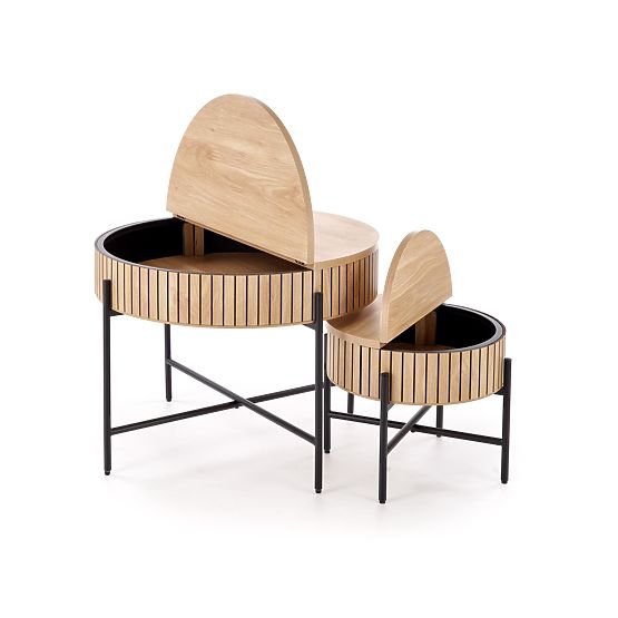 DANTE zestaw 2 ławek, naturalny / czarny (1p=1zestaw)