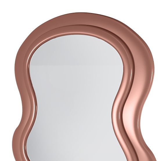 Dekoracyjne lustro wiszące w drewnianej ramie Vale 177x75 cm, faliste, organiczny kształt, mocha mo