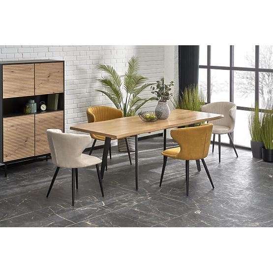 DICKSON 2 stół rozkładany 150-210/90 cm, blat - naturalny, nogi - czarne (2p=1ks)