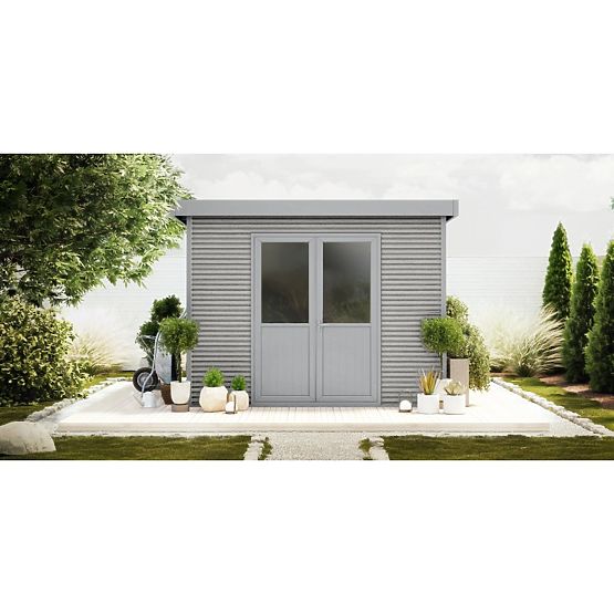 Domek ogrodowy Ardena 3x3 m 9 m², ciemnoszary, drewno kompozytowe, aluminium, łatwy montaż