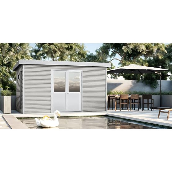 Domek ogrodowy Ardena 4x3 m 12 m², ciemnoszary, drewno kompozytowe, aluminium, łatwy montaż