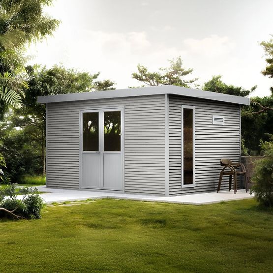 Domek ogrodowy Ardena 4x3 m 12 m², ciemnoszary, drewno kompozytowe, aluminium, łatwy montaż