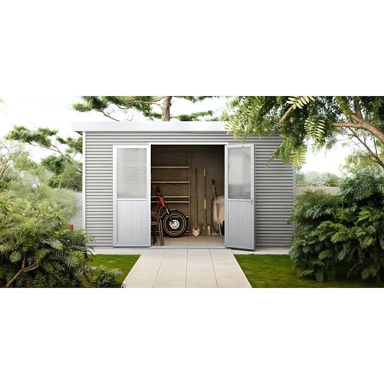 Domek ogrodowy Ardena 4x3 m 12 m², ciemnoszary, drewno kompozytowe, aluminium, łatwy montaż