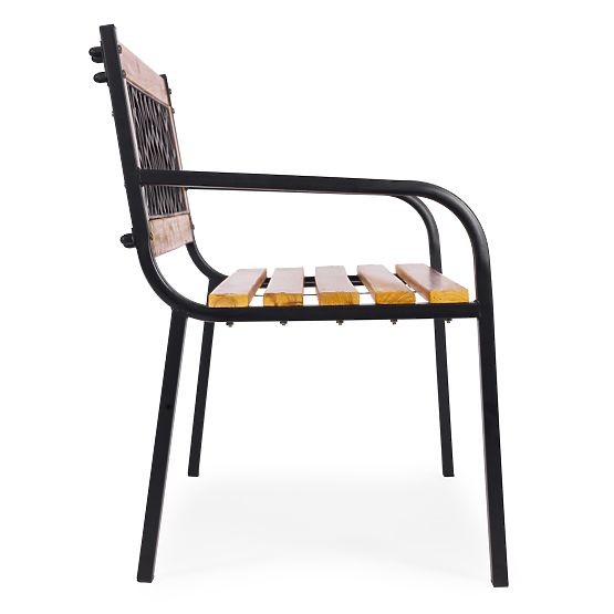 Drewniana ławka ogrodowa z kratkowym oparciem 118x52 cm parkowa MultiGarden