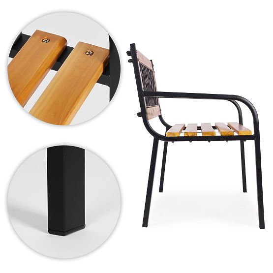 Drewniana ławka ogrodowa z kratkowym oparciem 118x52 cm parkowa MultiGarden