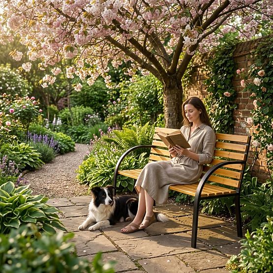 Drewniana ławka ogrodowa z oparciem 122x57 cm parkowa MultiGarden