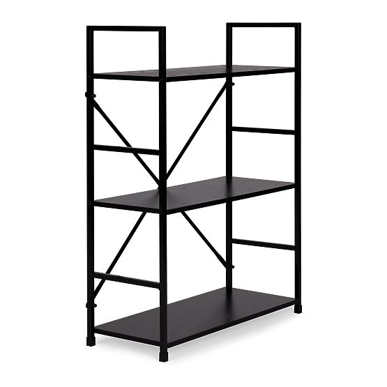 Drewniana półka metalowa rama szeroka LOFT 3 półki czarna