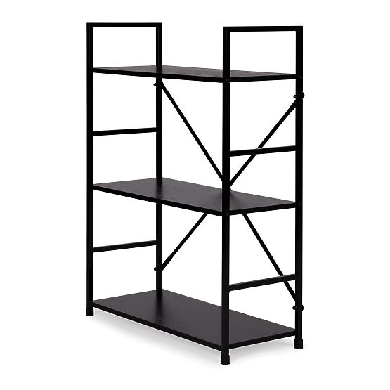Drewniana półka metalowa rama szeroka LOFT 3 półki czarna