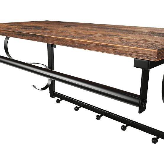 Drewniana półka z wieszakami na ubrania LOFT