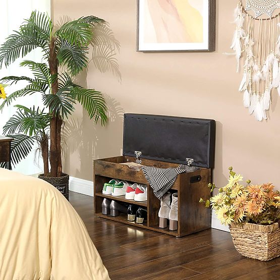 Drewniana szafka na buty z ławką LOFT